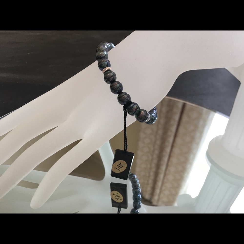 Black Freshwater Pearls w/14K White Gold Beads